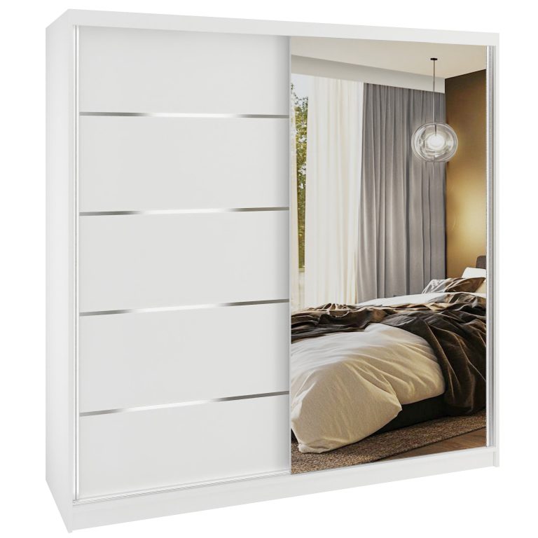 Šatníková skriňa SERENITY 200 cm biely mat MBP SERENITY SZP5/0/W/W/0/HIAL 