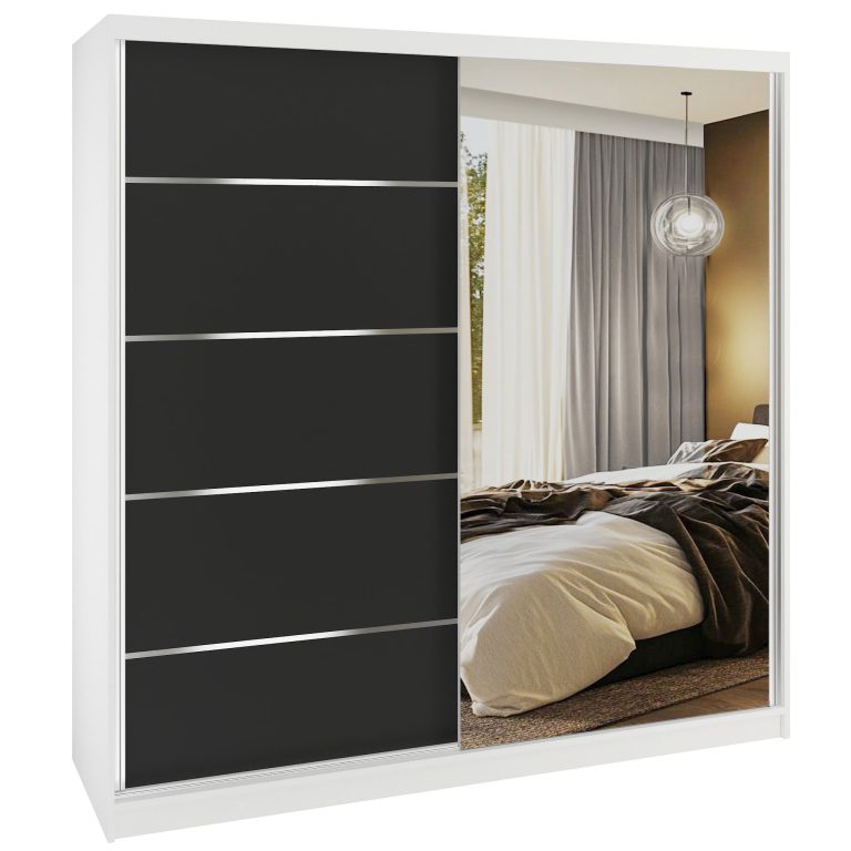 Šatníková skriňa SERENITY 200 cm čierny mat MBP SERENITY SZP5/0/W/B/0/HIAL 