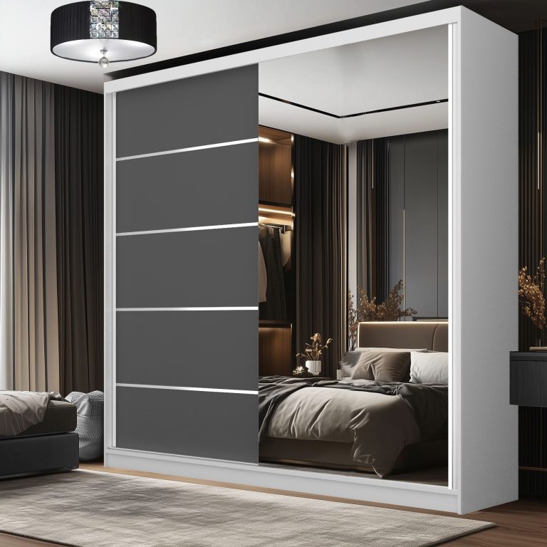 Šatníková skriňa SERENITY 200 cm šedý mat MBP SERENITY SZP5/0/W/SR/0/HIAL 
