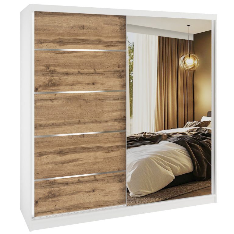 Šatníková skriňa SERENITY 200 cm dub wotan mat MBP SERENITY SZP5/0/W/DW/0/HIAL 