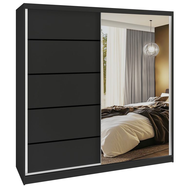Šatníková skriňa SERENITY 200 cm čierny mat MBP SERENITY SZP5/0/B/B/0/HIAL 