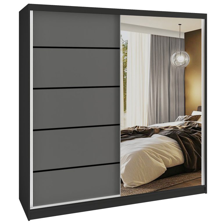 Šatníková skriňa SERENITY 200 cm šedý mat MBP SERENITY SZP5/0/B/SR/0/HIAL 