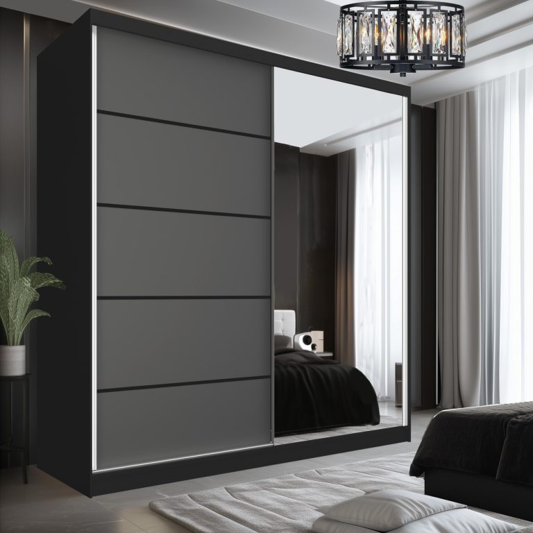 Šatníková skriňa SERENITY 200 cm šedý mat MBP SERENITY SZP5/0/B/SR/0/HIAL 