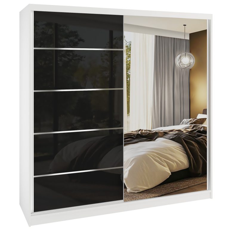 Šatníková skriňa SERENITY 200 cm čierny lesk MGB SERENITY SZP5/0/W/B/0/HIAL 