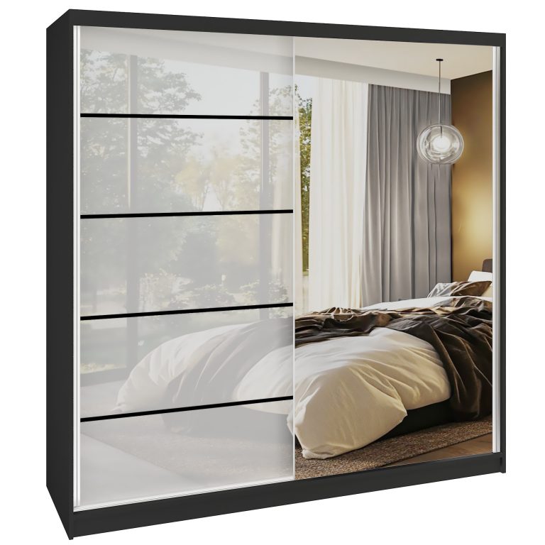 Šatníková skriňa SERENITY 200 cm biely lesk MGB SERENITY SZP5/0/B/W/0/HIAL 