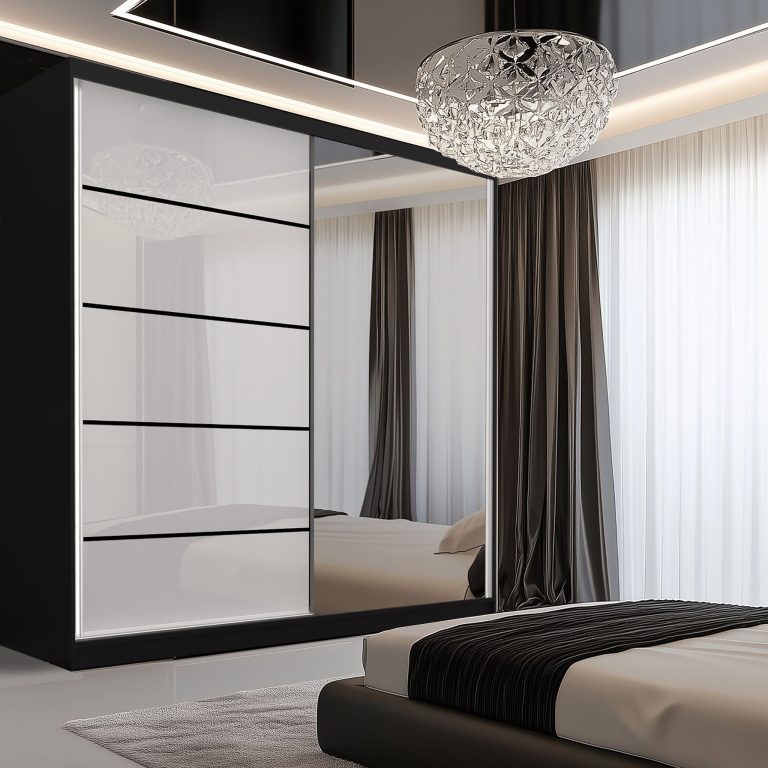 Šatníková skriňa SERENITY 200 cm biely lesk MGB SERENITY SZP5/0/B/W/0/HIAL 