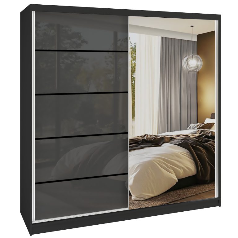 Šatníková skriňa SERENITY 200 cm šedý lesk MGB SERENITY SZP5/0/B/S/0/HIAL 
