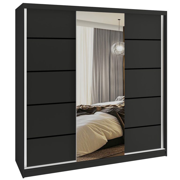 Šatníková skriňa SERENITY 200 cm čierny mat MT SERENITY SZP5/0/B/B/0/HIAL 