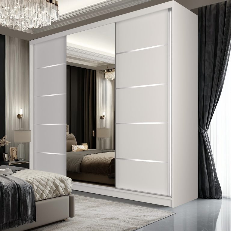 Šatníková skriňa SERENITY 232 cm biely mat MBP SERENITY SZP8/0/W/W/0/HIAL 