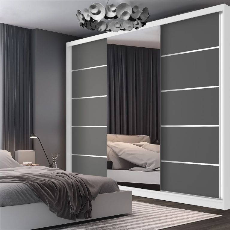 Šatníková skriňa SERENITY 232 cm šedý mat MBP SERENITY SZP8/0/W/SR/0/HIAL 