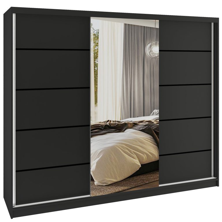 Šatníková skriňa SERENITY 232 cm čierny mat MBP SERENITY SZP8/0/B/B/0/HIAL 
