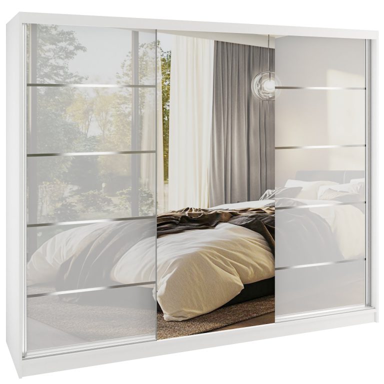 Šatníková skriňa SERENITY 232 cm biely lesk MGB SERENITY SZP8/0/W/W/0/HIAL 
