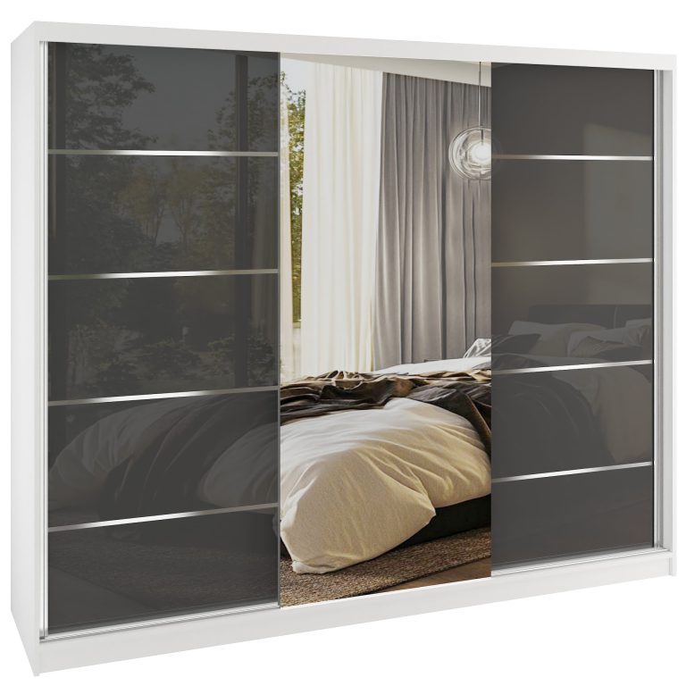 Šatníková skriňa SERENITY 200 cm šedý lesk MTG SERENITY SZP5/0/W/S/0/HIAL 