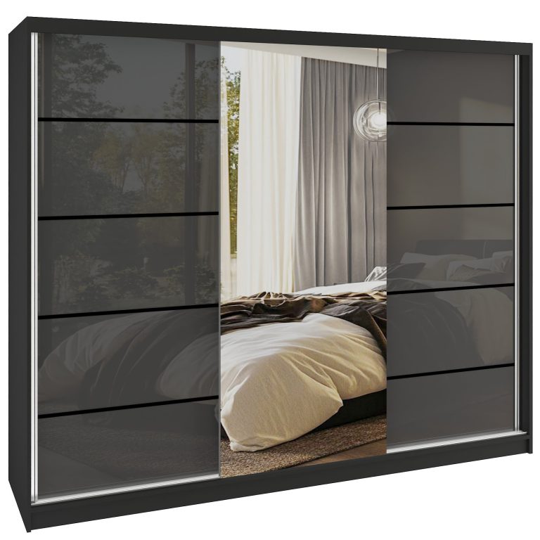 Šatníková skriňa SERENITY 232 cm šedý lesk MGB SERENITY SZP8/0/B/S/0/HIAL 