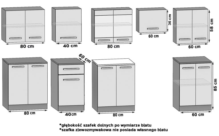 Kuchynská linka JULIA 320 cm biely lesk čierny lesk s pracovnou doskou