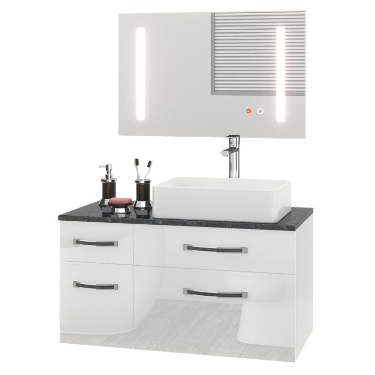 Kúpeľňový nábytok Euphoria EUP P 90L/0/W/W/0/BK/MB 