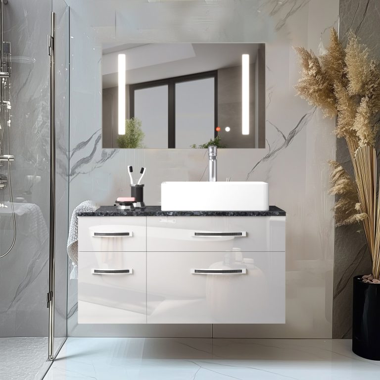 Kúpeľňový nábytok Euphoria EUP P 90L/0/W/W/0/BK/MB 