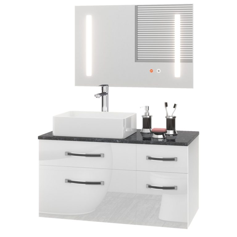 Kúpeľňový nábytok Euphoria EUP P 90P/0/W/W/0/BK/MB 
