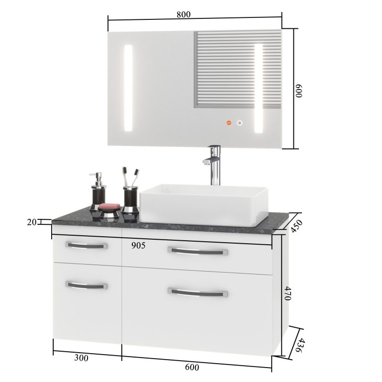 Kúpeľňový nábytok Euphoria EUP P 90L/0/W/R/0/BK/MB 