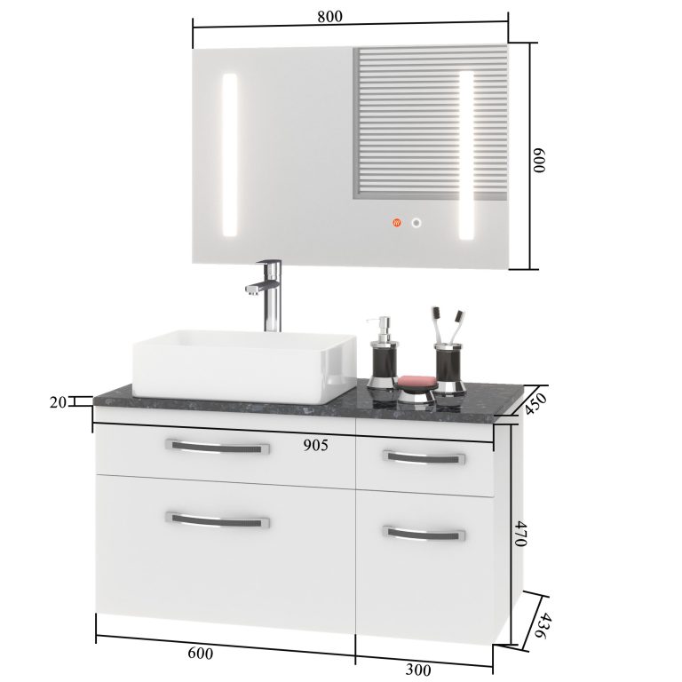 Kúpeľňový nábytok Euphoria EUP P 90P/0/W/S/0/BK/MB 