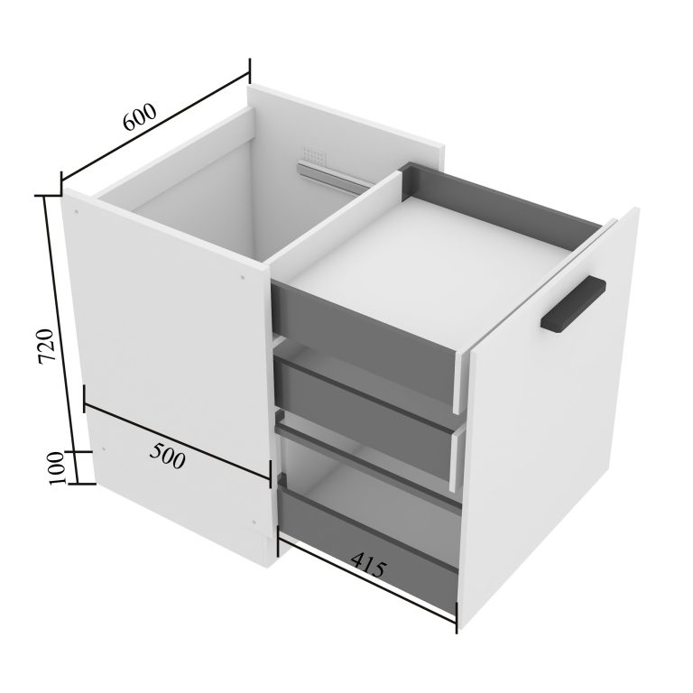 Kuchynská skrinka spodná 60 cm šuflíky vnútorné INF SDSZW60/0/WT/R/0/B1/PP 