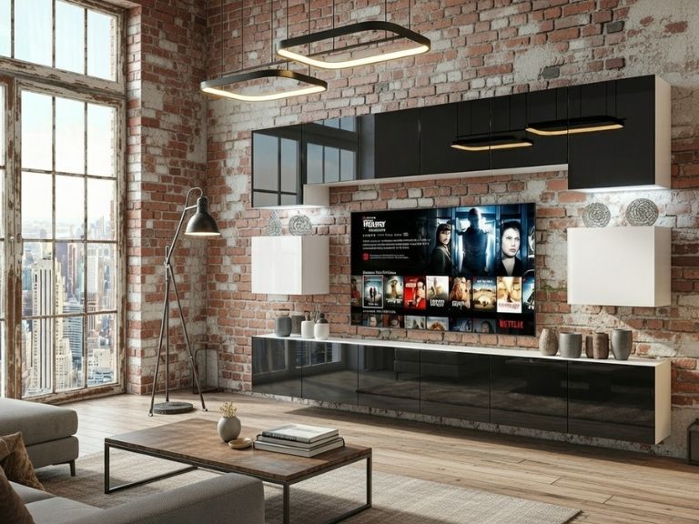Obývacia stena Belini Premium Full Version  čierny lesk / biely lesk + LED osvetlenie Nexum 37 Výrobca