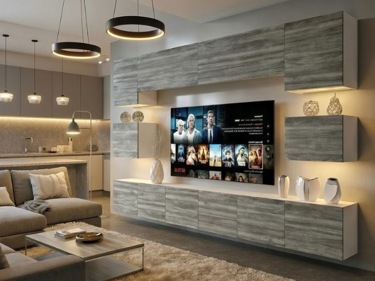 Obývacia stena Belini Premium Full Version šedý antracit Glamour Wood+ LED osvetlenie Nexum 49 Výrobca