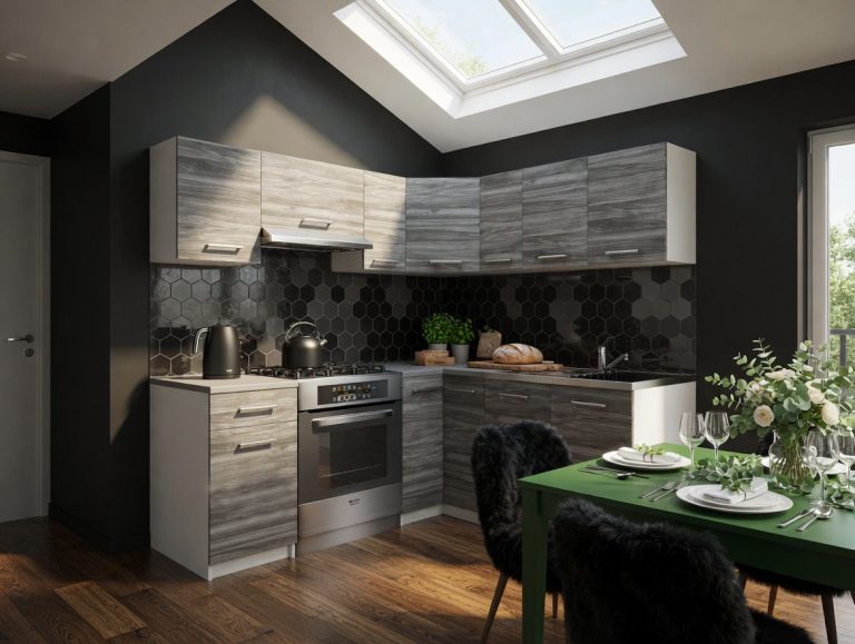 Kuchynská linka Belini 360 cm šedý antracit Glamour Wood s pracovnou doskou Lidiauniqa Výrobca TOR LIDIAUNIQA3/4/WT/GW1/0/E
