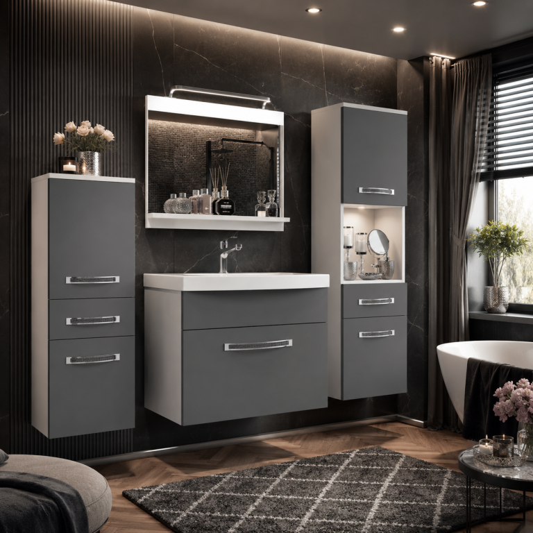 Kúpeľňový nábytok Belini Premium Full Version šedý mat + umývadlo + zrkadlo + LED osvetlenie Glamour 79 Výrobca