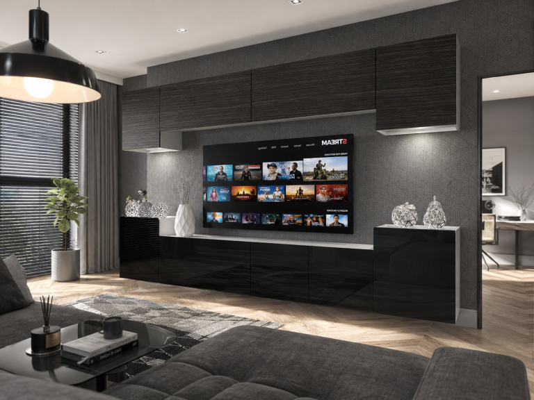 Obývacia stena 300 cm TV/RTV čierna eben Výrobca IMP 4/5/W/HKB/0/0