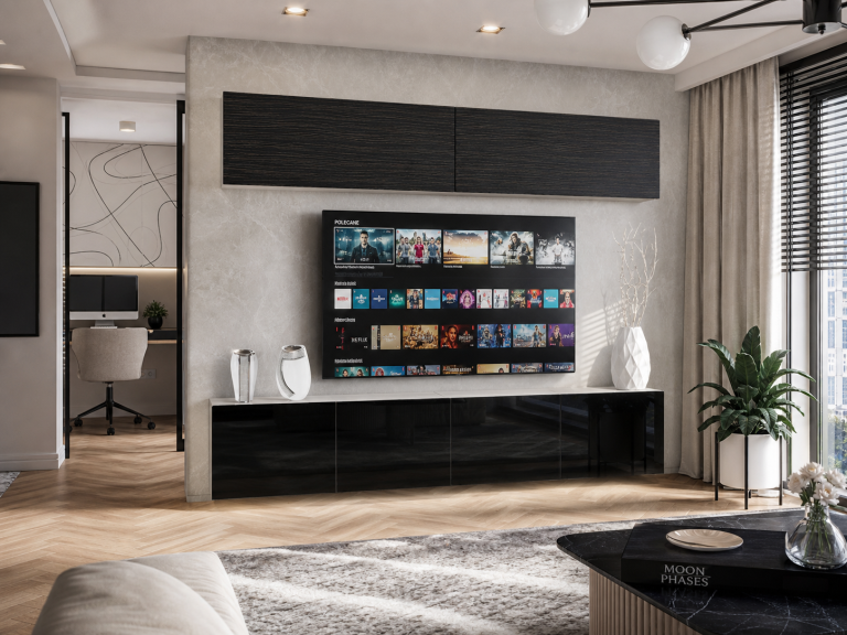 Obývacia stena 200 cm TV/RTV čierna eben Výrobca IMP 6/5/W/HKB/0/0