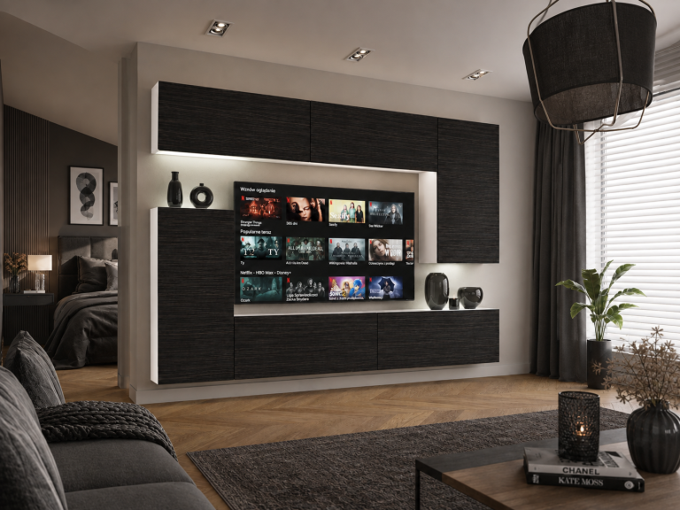 Obývacia stena 250 cm TV/RTV čierna eben Výrobca IMP 8/5/W/HK/0/0