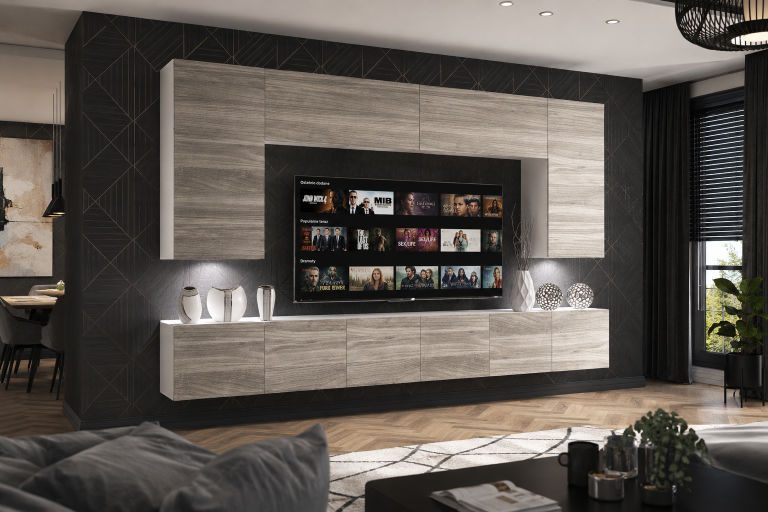 Obývacia stena 300 cm Belini šedý antracit Glamour Wood Imperium2 Výrobca IMP 2/5/W/GW1/0/0
