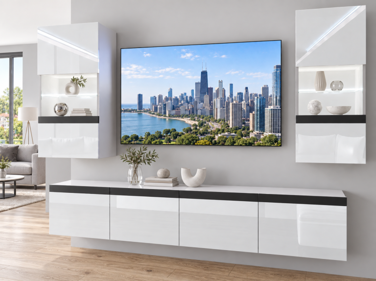Obývacia stena Prestige 200 cm TV/RTV biela lesk Výrobca IMP P Keanu 7/5/W/W/0/0/CM