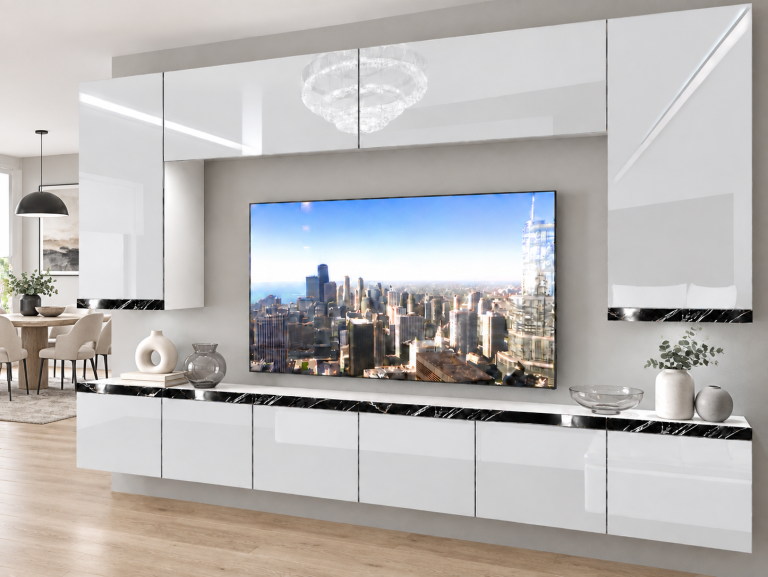 Obývacia stena Prestige 300 cm TV/RTV biela lesk Výrobca IMP P Monroe 2/5/W/W/0/0/CS