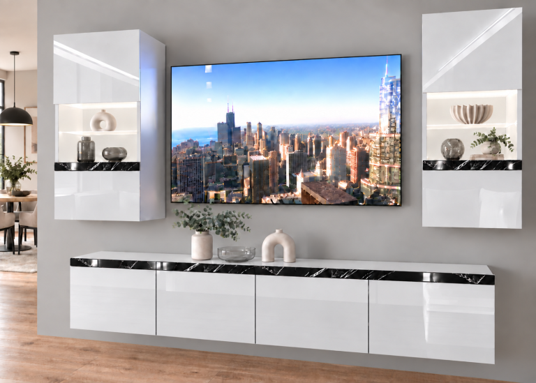 Obývacia stena Prestige 200 cm TV/RTV biela lesk Výrobca IMP P Keanu 7/5/W/W/0/0/CS