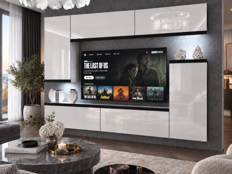 Obývacia stena Prestige 250 cm TV/RTV biela lesk Výrobca IMP P Woody 8/5/W/W/0/0/CM