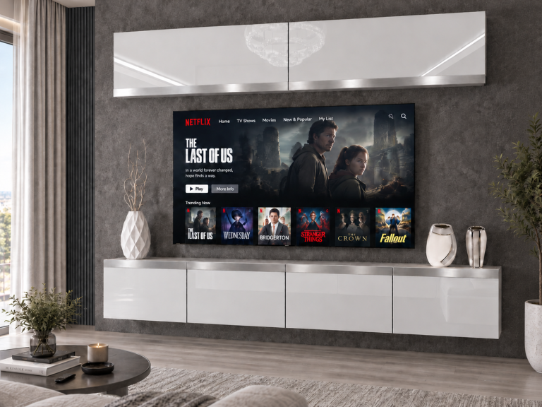 Obývacia stena Prestige 200 cm TV/RTV biela lesk Výrobca IMP P Brando 6/5/W/W/0/0/SL