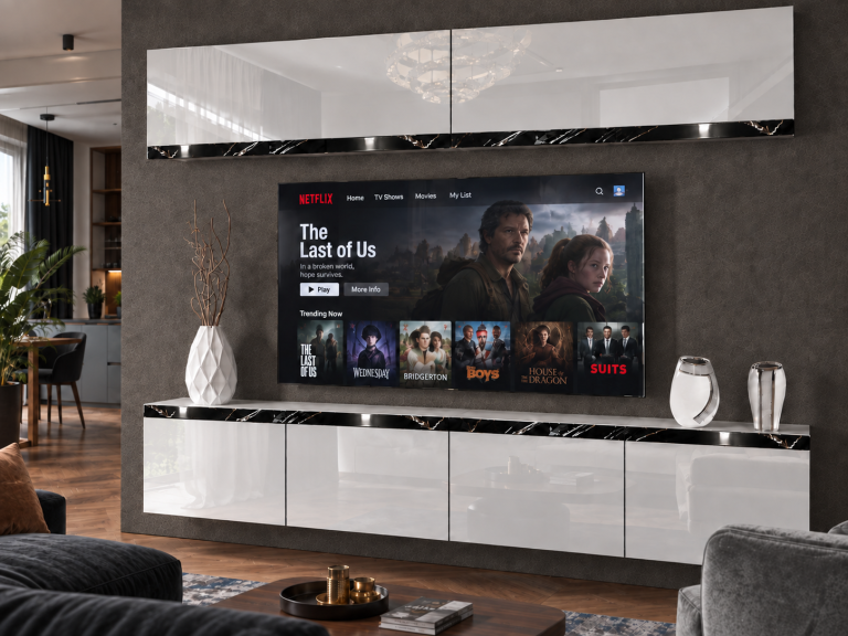 Obývacia stena Prestige 200 cm TV/RTV biela lesk Výrobca IMP P Brando 6/5/W/W/0/0/CS