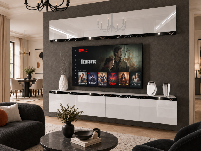 Obývacia stena Prestige 200 cm TV/RTV biela lesk Výrobca IMP P Brando 6/5/W/W/0/0/CS
