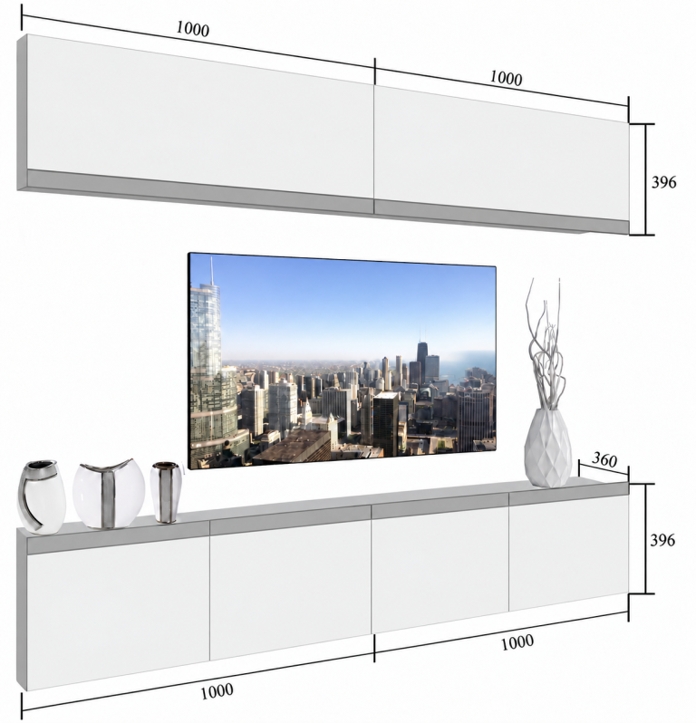 Obývacia stena Prestige 200 cm TV/RTV sivá lesk Výrobca IMP P Brando 6/5/W/S/0/0/CM