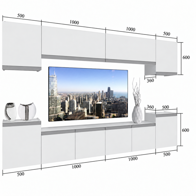 Obývacia stena Prestige 300 cm TV/RTV sivá lesk Výrobca IMP P Hepburn 4/5/W/S/0/0/CS