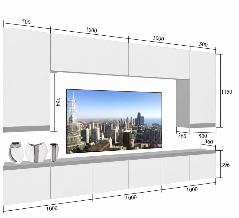 Obývacia stena Prestige 300 cm TV/RTV sivá lesk Výrobca IMP P Monroe 2/5/W/S/0/0/CM