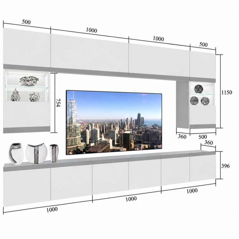 Obývacia stena Prestige 300 cm TV/RTV sivá lesk Výrobca IMP P2 Nolan 1/5/W/S/0/0/CM