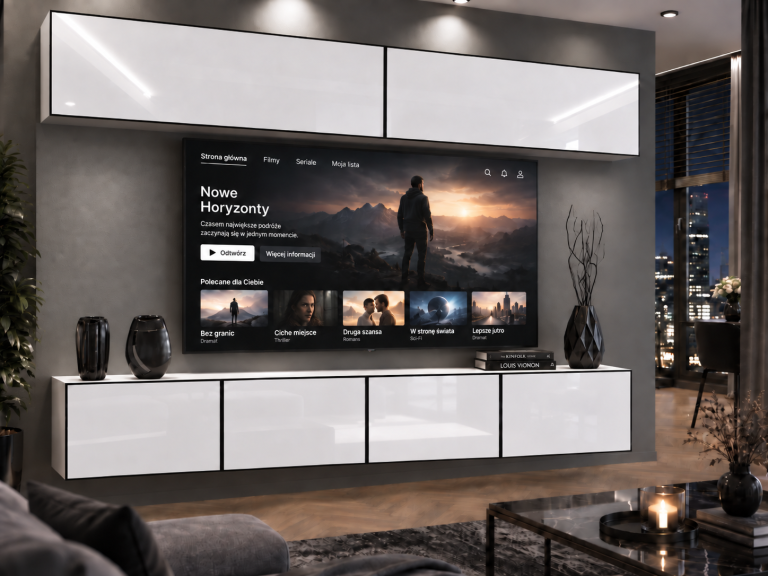 Obývacia stena Linea 200 cm TV/RTV biela lesk Výrobca IMP L Brando 6/5/W/W/0/0