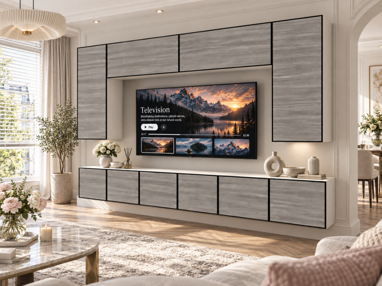 Obývacia stena Linea 300 cm TV/RTV sivý antracit grafitový Výrobca IMP L Monroe 2/5/W/GW1/0/0