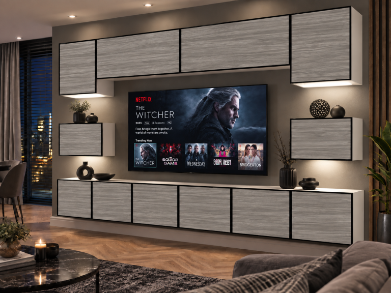 Obývacia stena Linea 300 cm TV/RTV sivý antracit grafitový Výrobca IMP L Tarantino 3/5/W/GW1/0/0