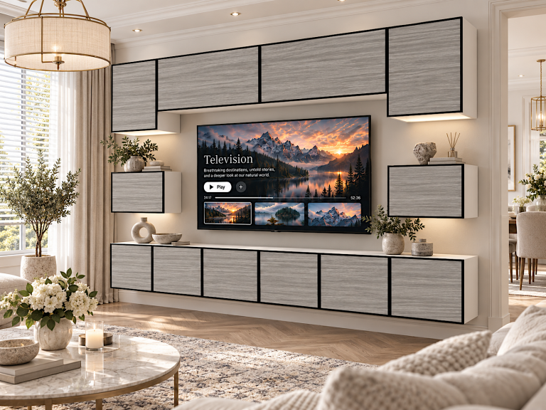 Obývacia stena Linea 300 cm TV/RTV sivý antracit grafitový Výrobca IMP L Tarantino 3/5/W/GW1/0/0
