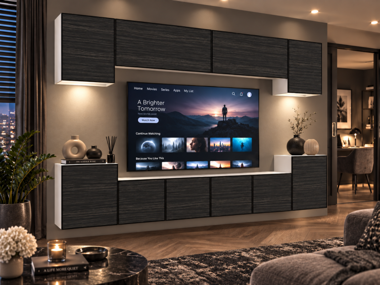 Obývacia stena Linea 300 cm TV/RTV čierna ebenové Výrobca IMP L Hepburn 4/5/W/HK/0/0