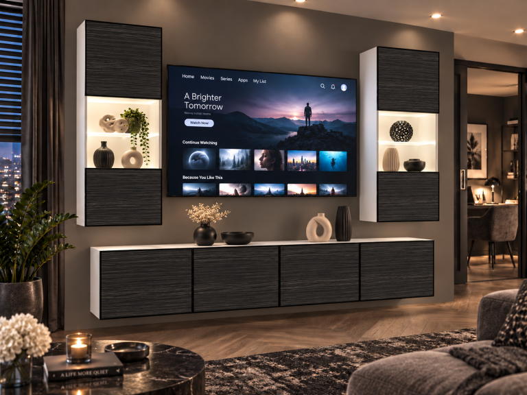 Obývacia stena Linea 200 cm TV/RTV čierna ebenové Výrobca IMP L Keanu 7/5/W/HK/0/0